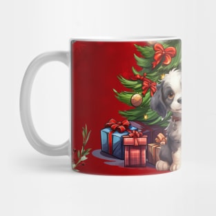 Sweet puppy with christmas tree Mug